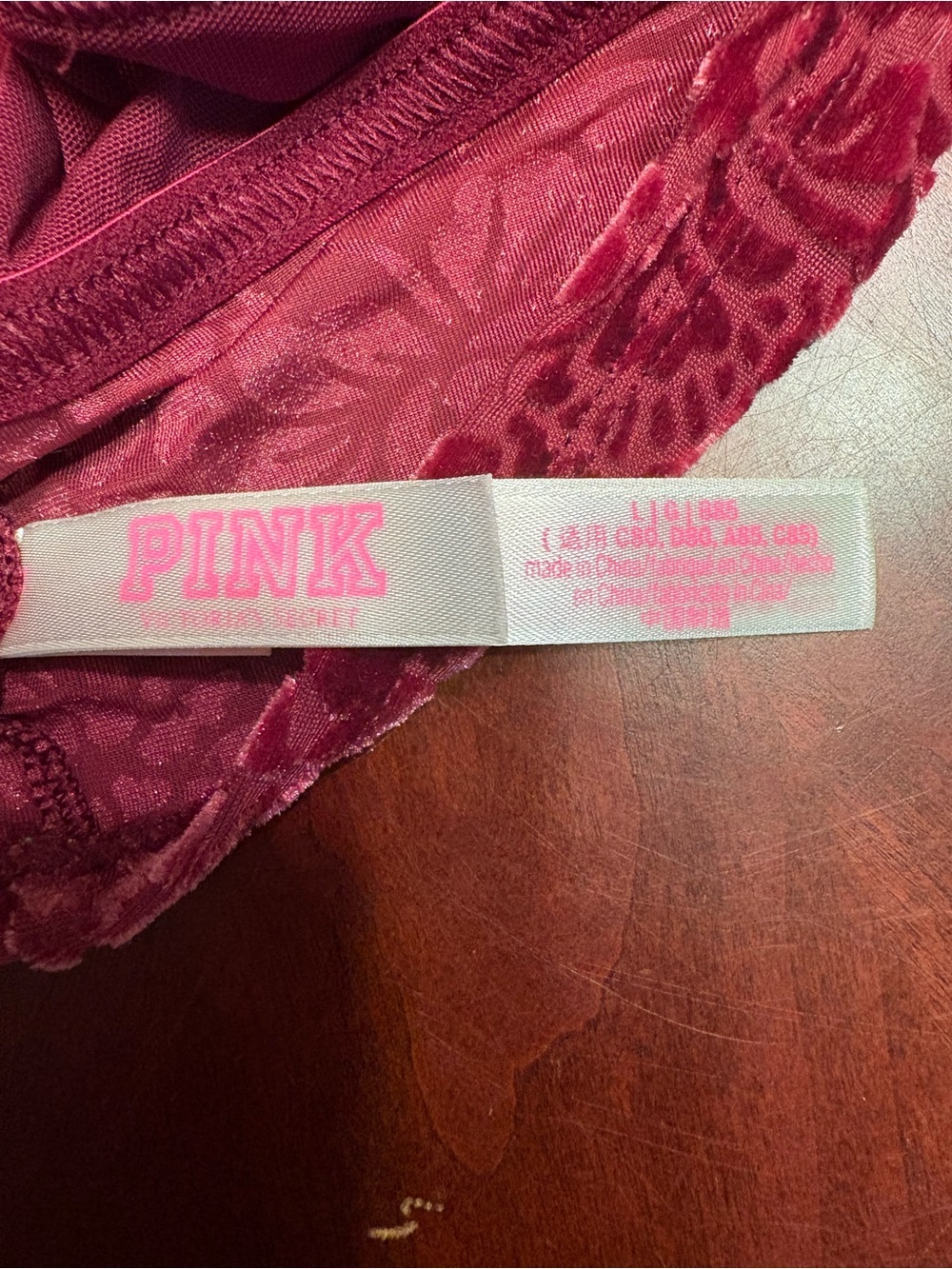PINK Victoria's Secret Velvet Floral Bralette - Raspberry - Picture 5 of 7